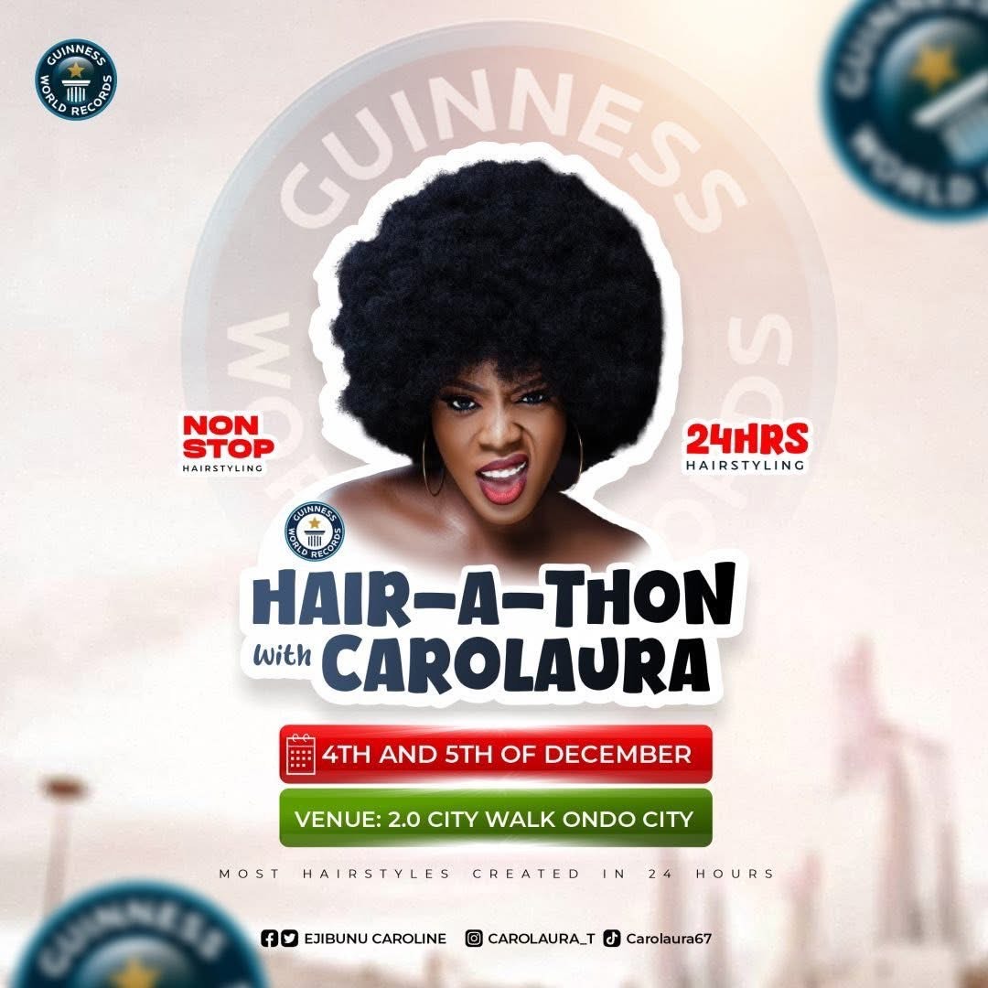 Read more about the article Ondo Hairstylist Poised to Make Guinness World Record with 24-Hour Hair-a-Thon