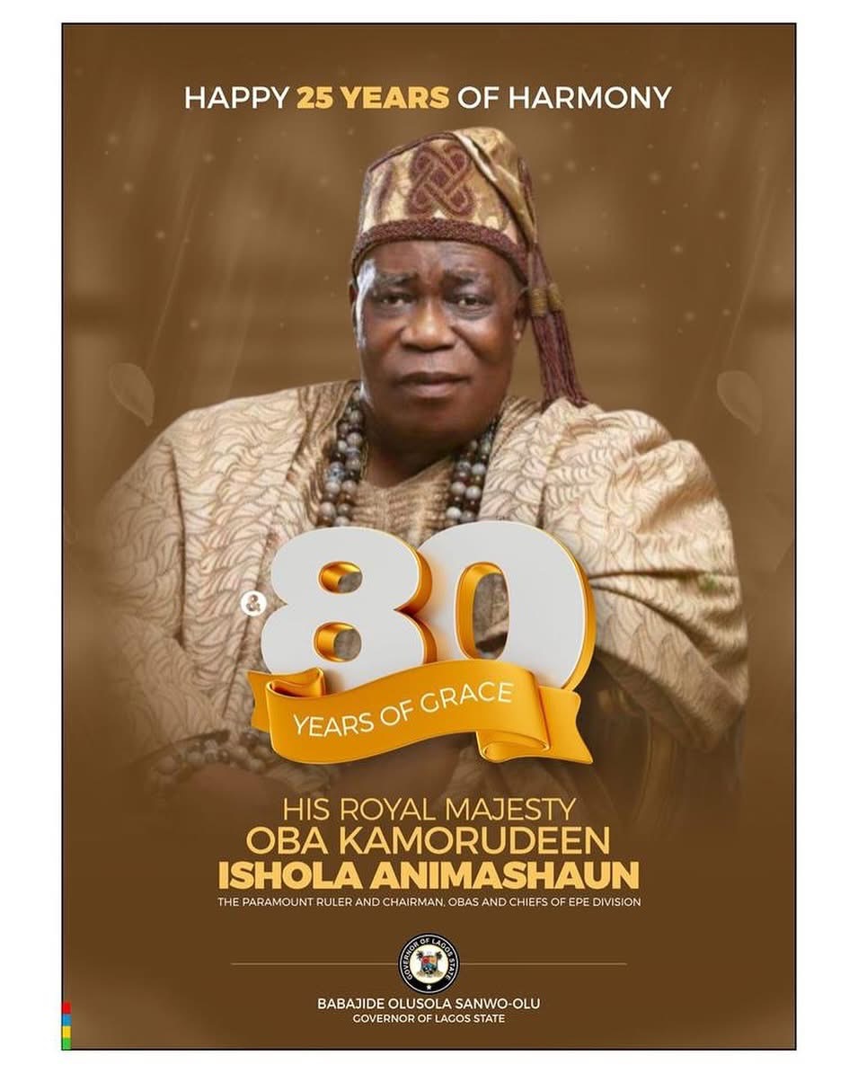 You are currently viewing SANWO-OLU CONGRATULATES OLOJA OF EPE ON 25TH CORONATION ANNIVERSARY