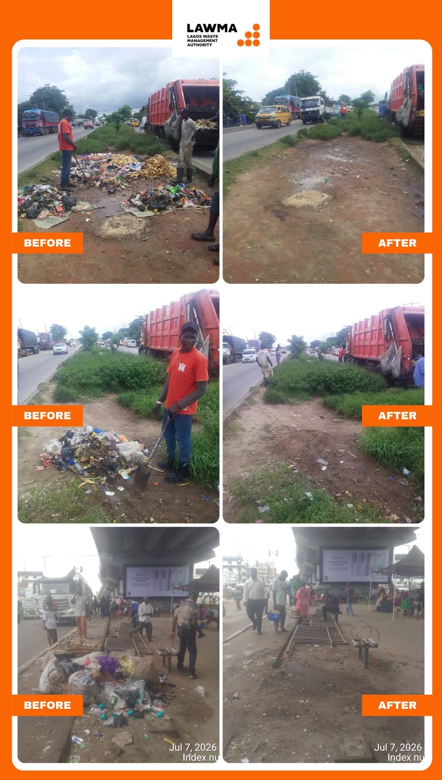 You are currently viewing LAWMA Clears Multiple Blackspots Across Computer Village, Onipanu, Okokomaiko, and Ikeja Corridors